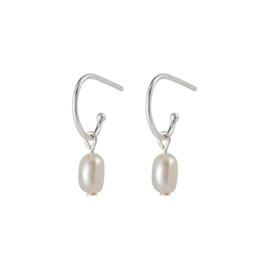 Silver Drop Earrings - Pearl