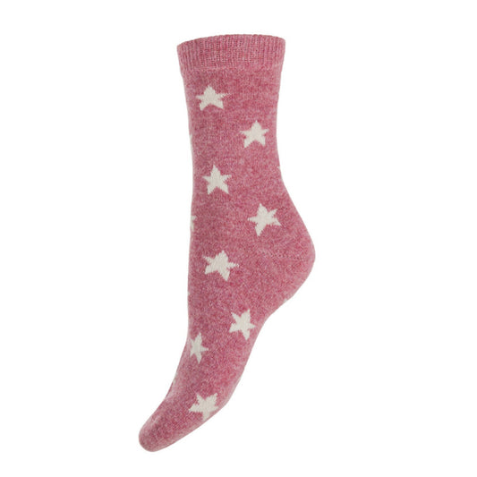 Joya Wool Blend Socks - Pink and Cream Stars