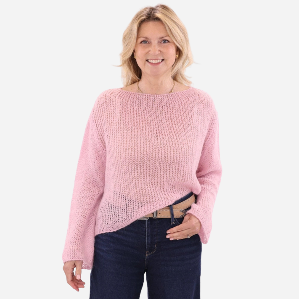 Alpaca Blend Fine Knit Jumper - Pink