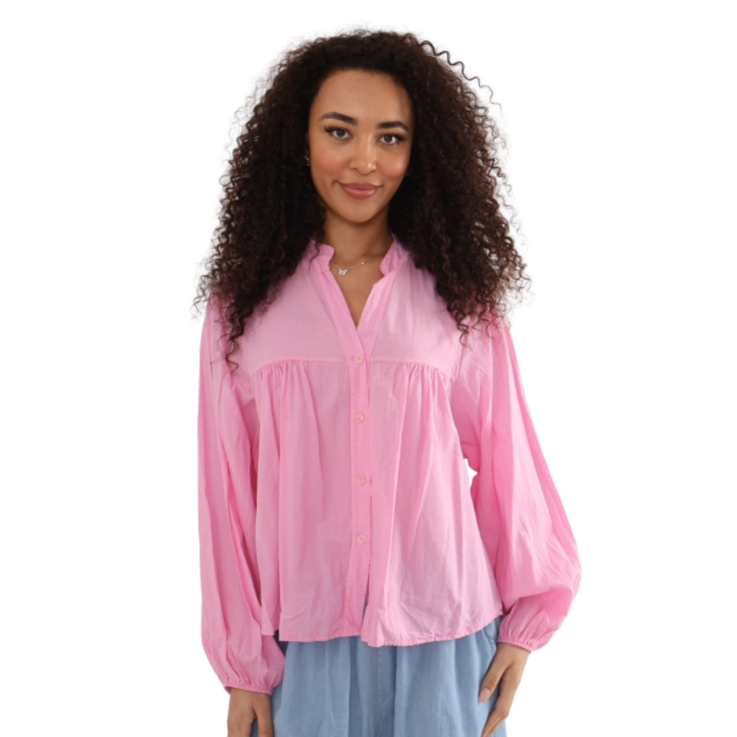 Cotton Smock Blouse - Pink
