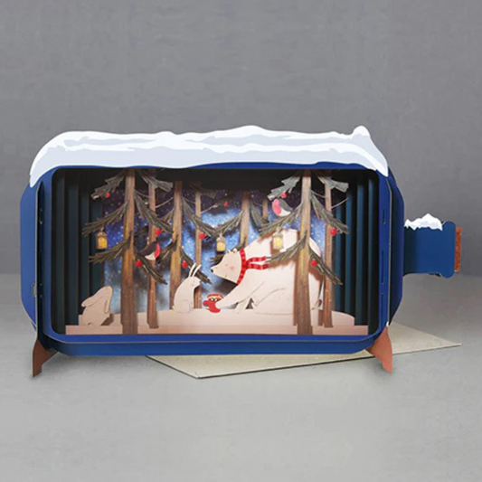 Pop Up Greetings Card - Polar Bears Christmas