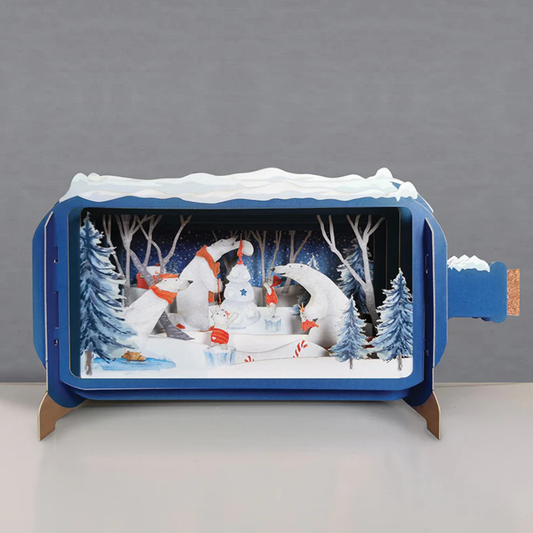 Pop Up Greetings Card - Polar Bears and Christmas Tree