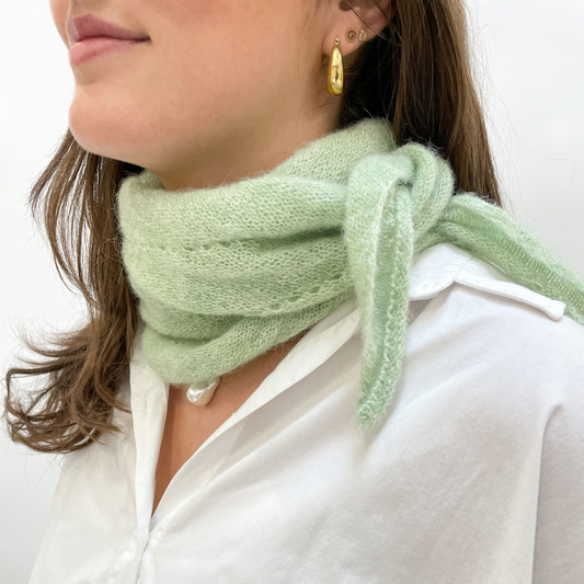 Black Colour DK Alpaca Mini Scarf - Sage Green
