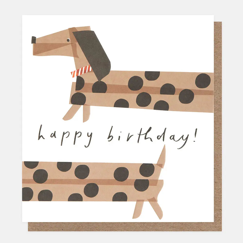Greetings Card - Happy Birthday Spotty Sausage Dog