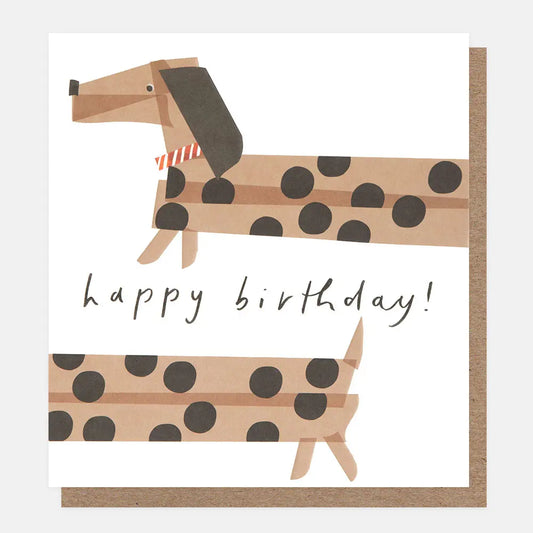 Greetings Card - Happy Birthday Spotty Sausage Dog