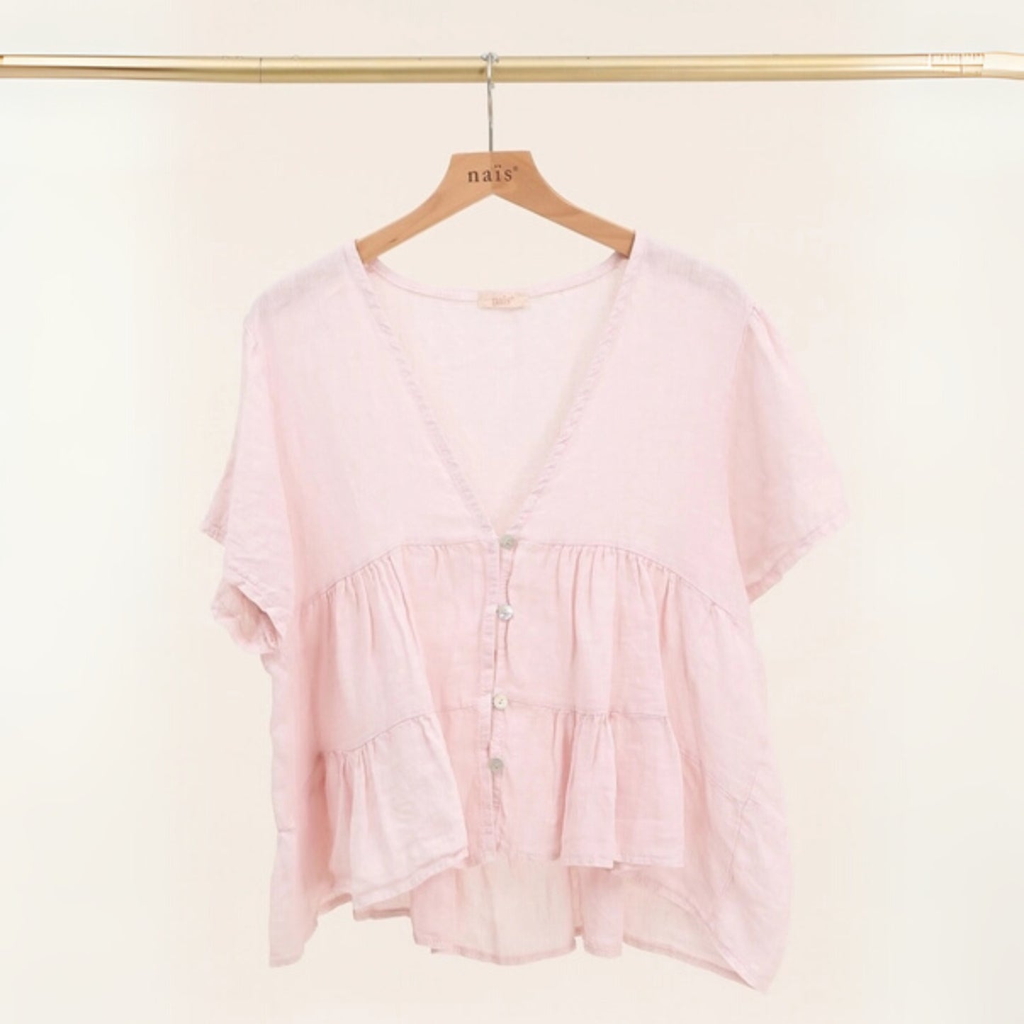 NAÏS Short Sleeve Buttoned Blouse - Pink