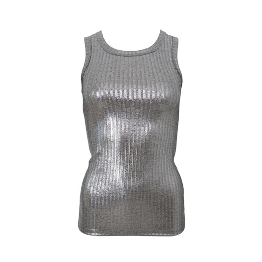 Black Colour DK Glitter Vest Top - Silver