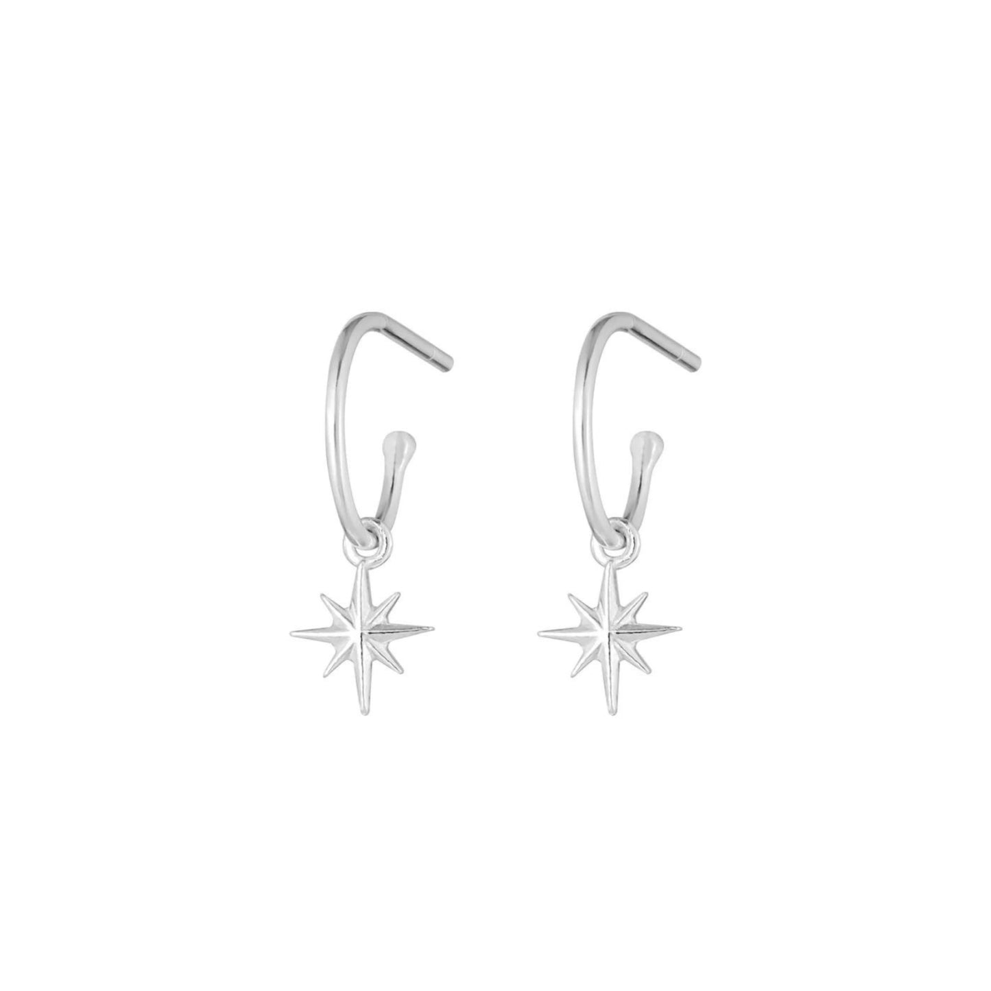 One & Eight Silver Hoop Stud Earrings - Starlight