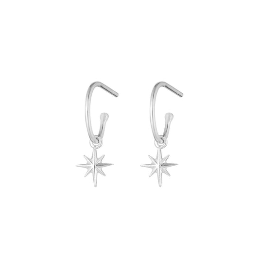 One & Eight Silver Hoop Stud Earrings - Starlight