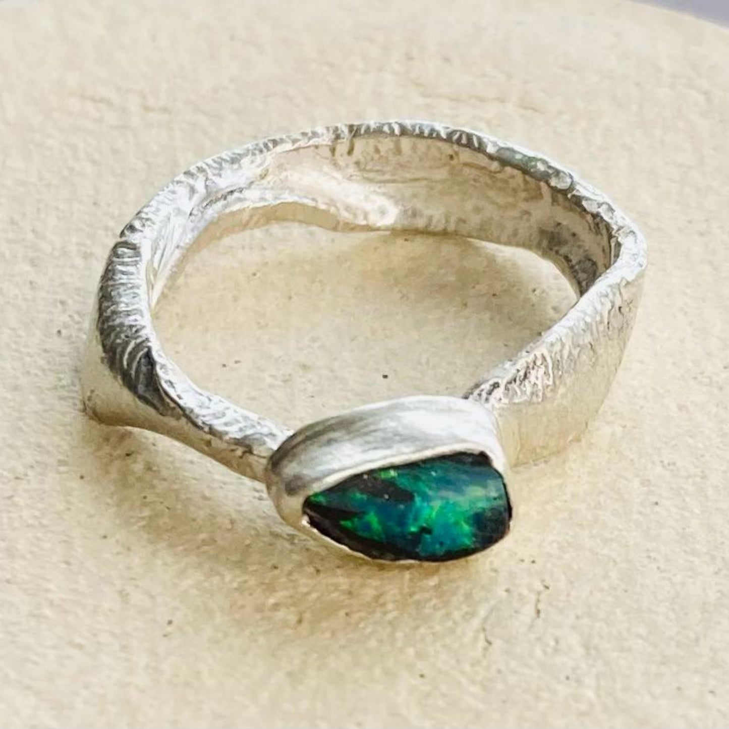 Sarah Drew Small Eco Silver Ring - Dark Opal