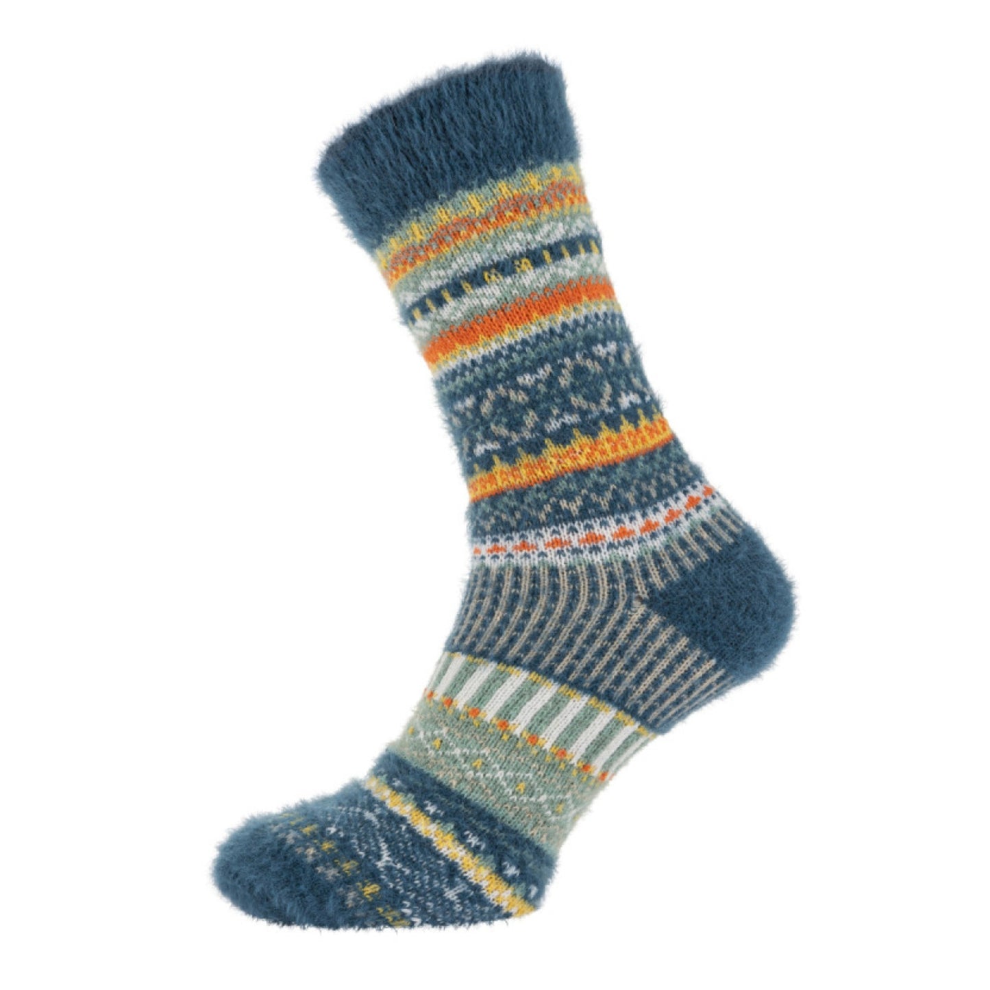 Wool Blend Socks - Teal Pattern