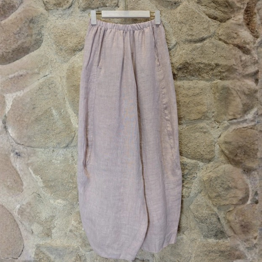Linen Barrel Leg Trousers - Rose Pink