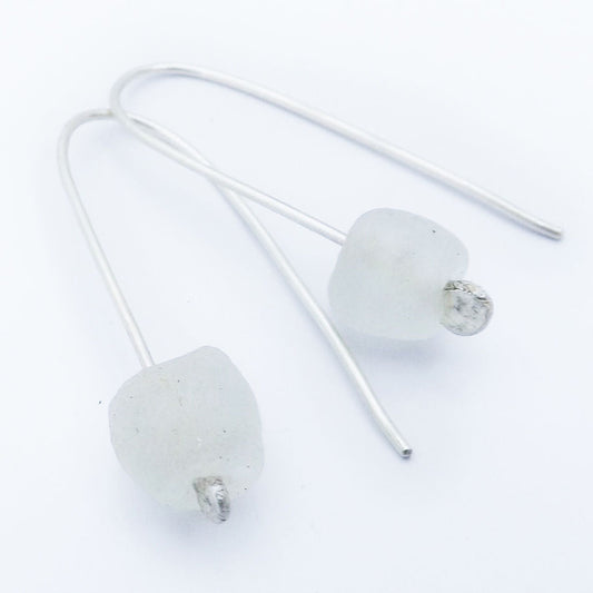 Eco Silver Bottle Bead Earrings - Natural