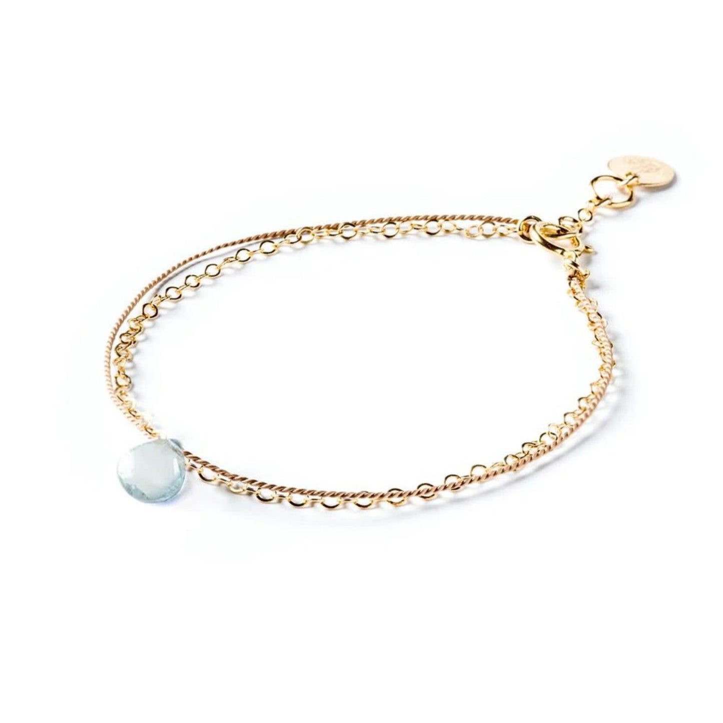 Wanderlust Life March Birthstone Gold and Silk Bracelet - Aquamarine