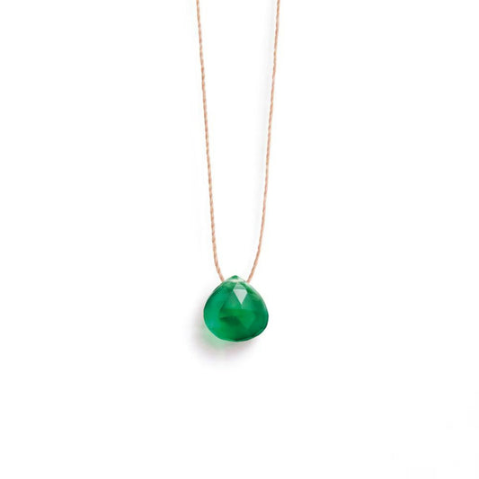 Wanderlust Life Fine Cord Gemstone Necklace - Green Onyx