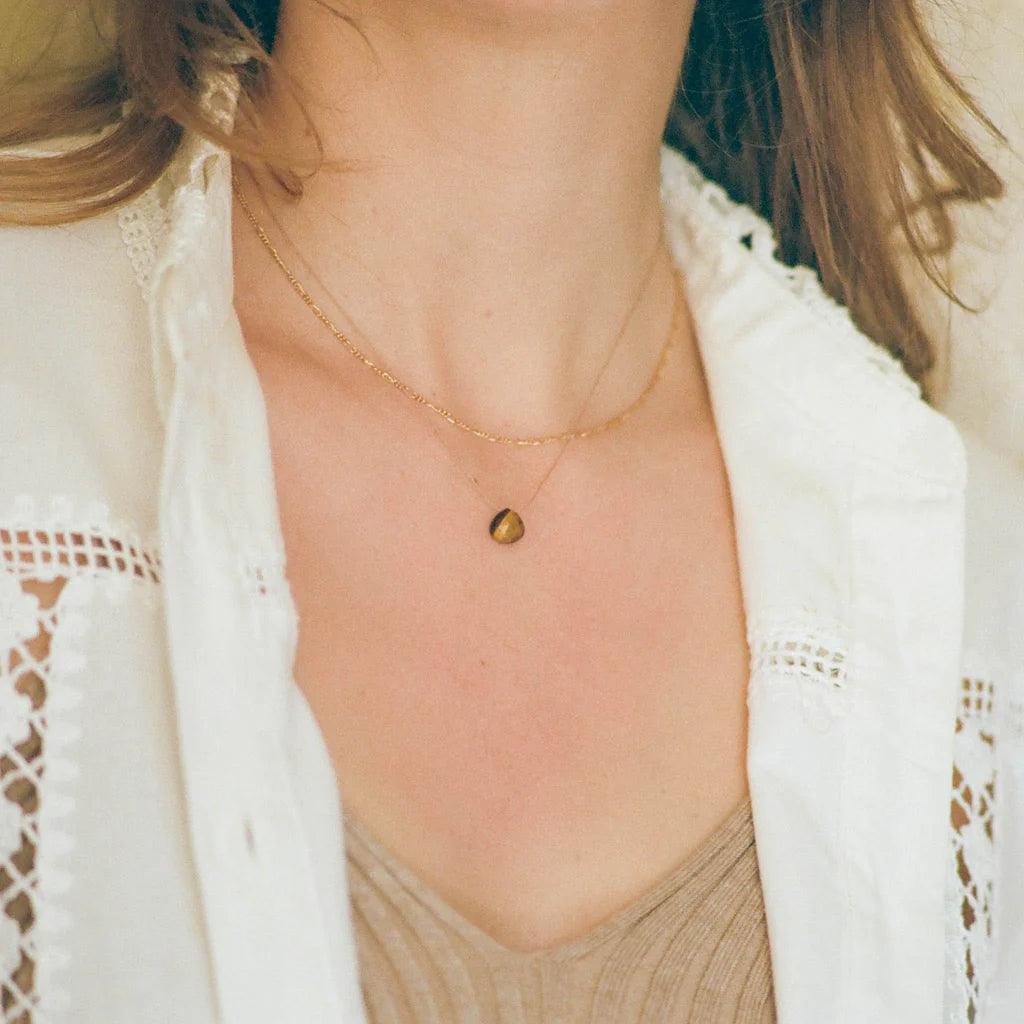 Wanderlust Life Fine Cord Gemstone Necklace - Tigers Eye