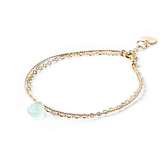 Wanderlust Life Gold and Silk Bracelet - Sea Glass Chalcedony