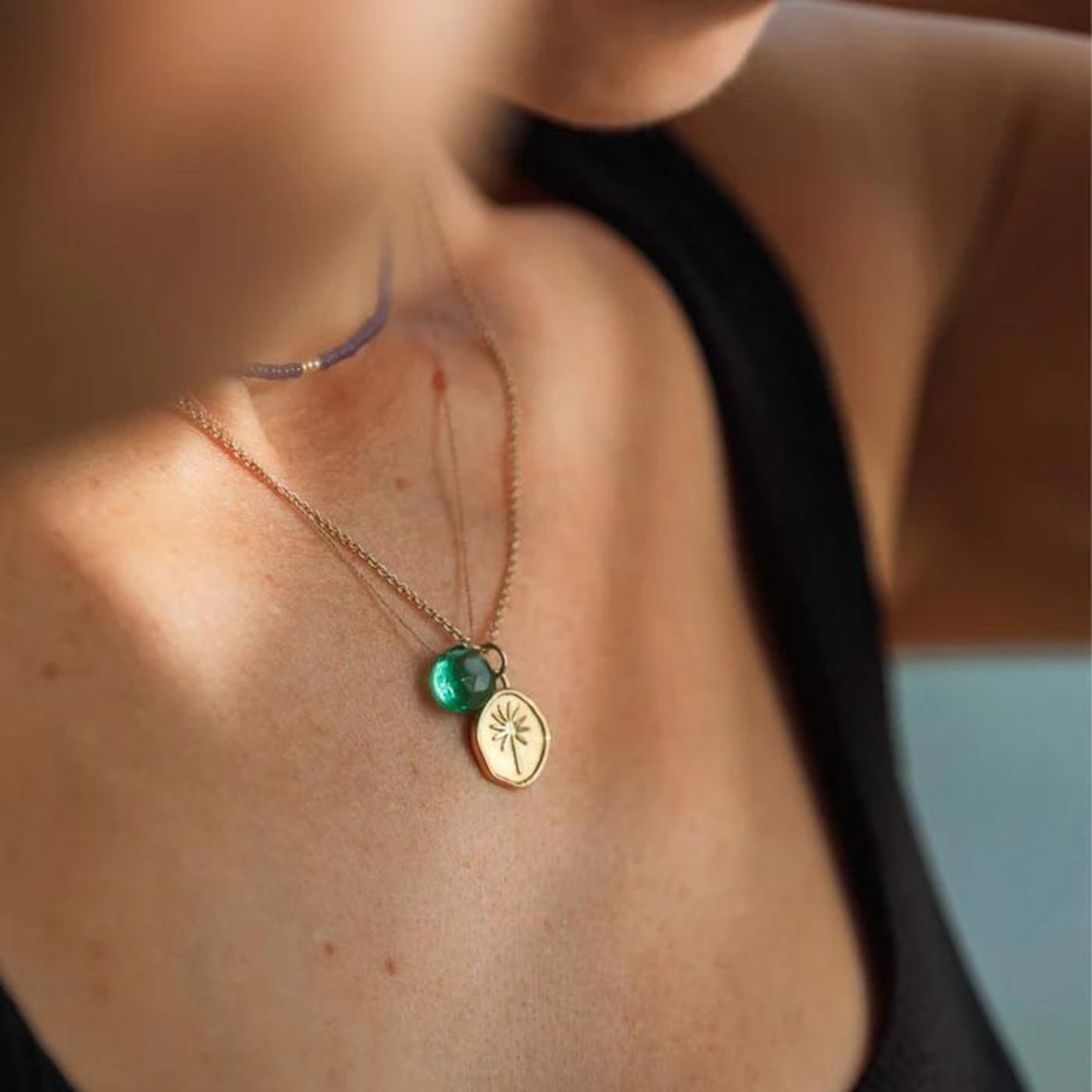 Wanderlust Life Fine Cord Gemstone Necklace - Seafoam Green Quartz