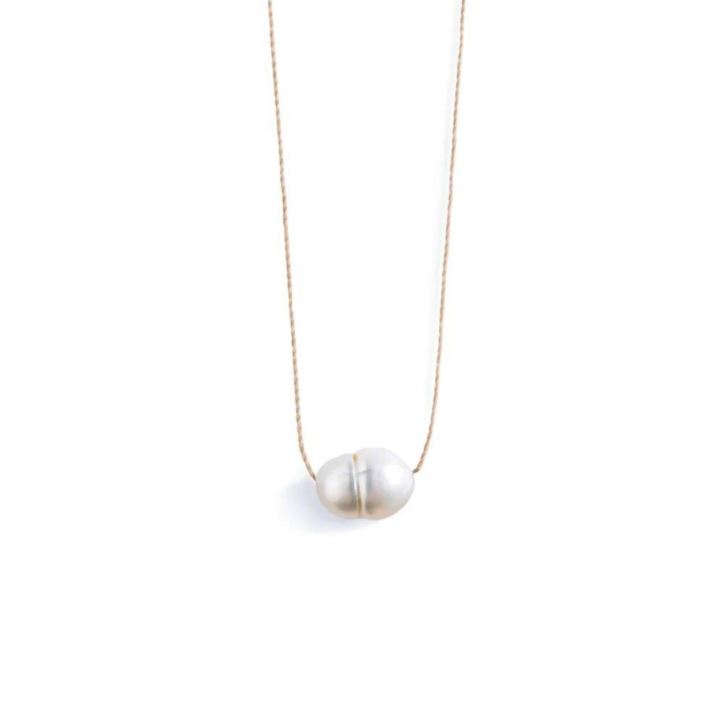 Wanderlust Life Fine Cord Gemstone Necklace - White Pearl