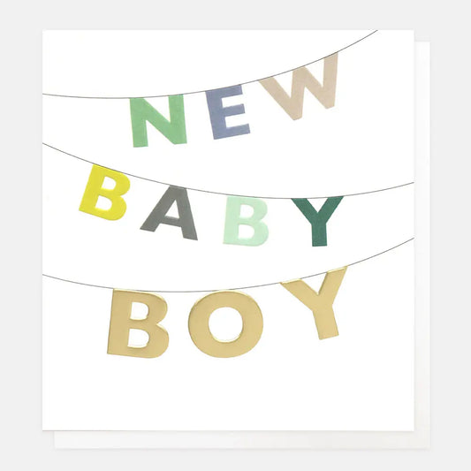 Greetings Card - New Baby Boy Bunting