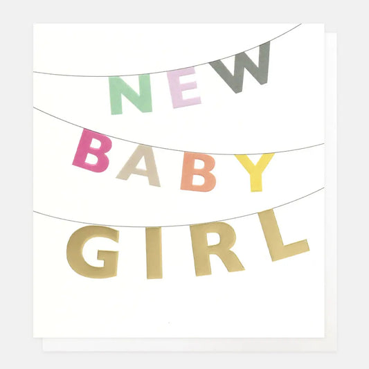 Greetings Card - New Baby Girl Bunting