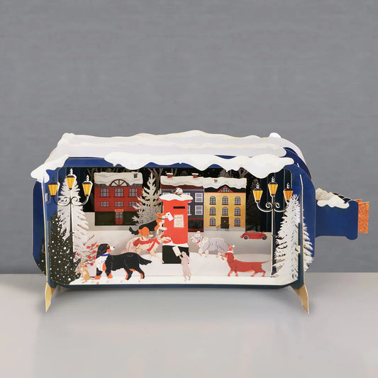 Alljoy Pop Up Greetings Card - Christmas Dogs Post Box