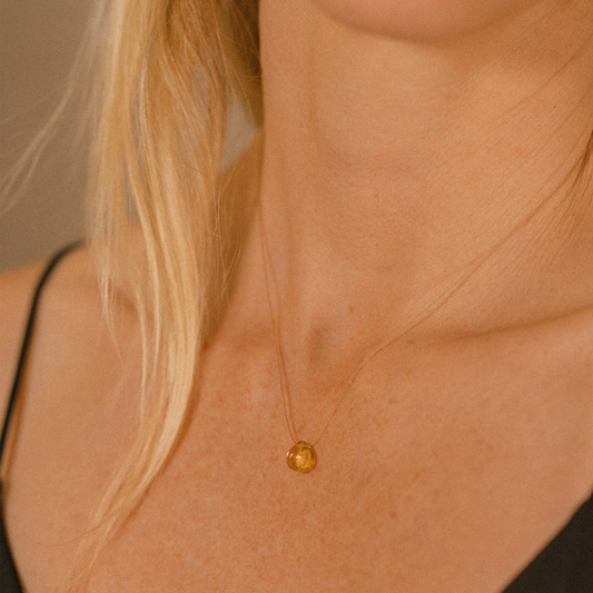 Fine Cord Gemstone Necklace - Citrine