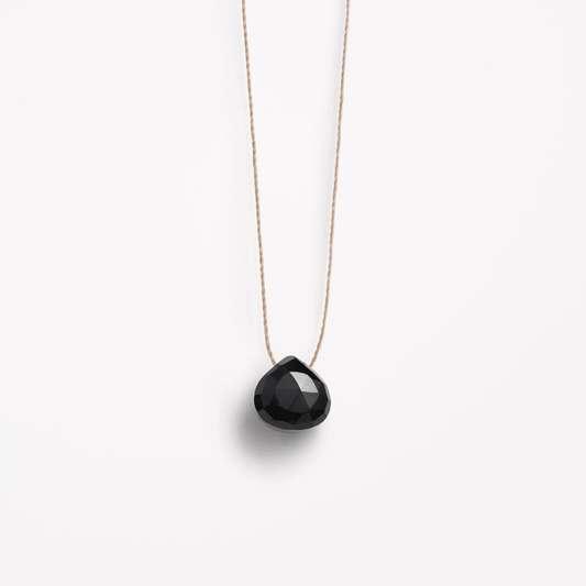 Wanderlust Life Fine Cord Gemstone Necklace - Black Spinel