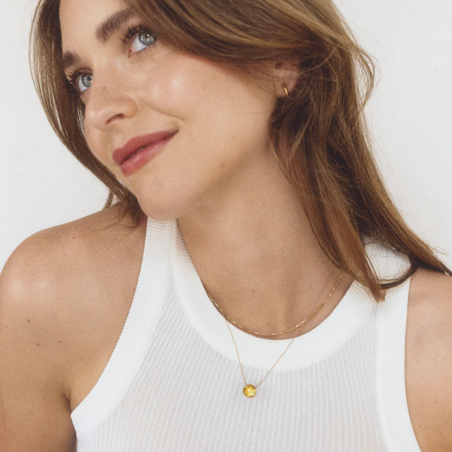 Fine Cord Gemstone Necklace - Citrine